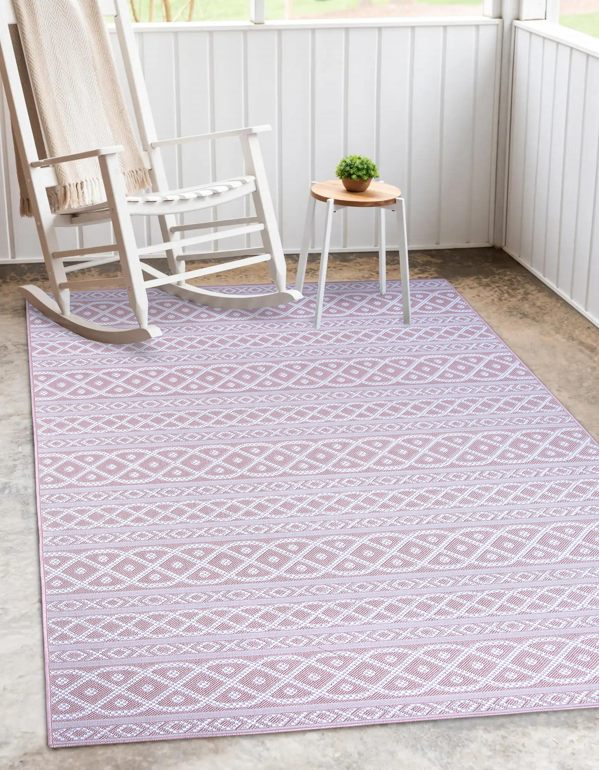 Pink on sale outdoor rug