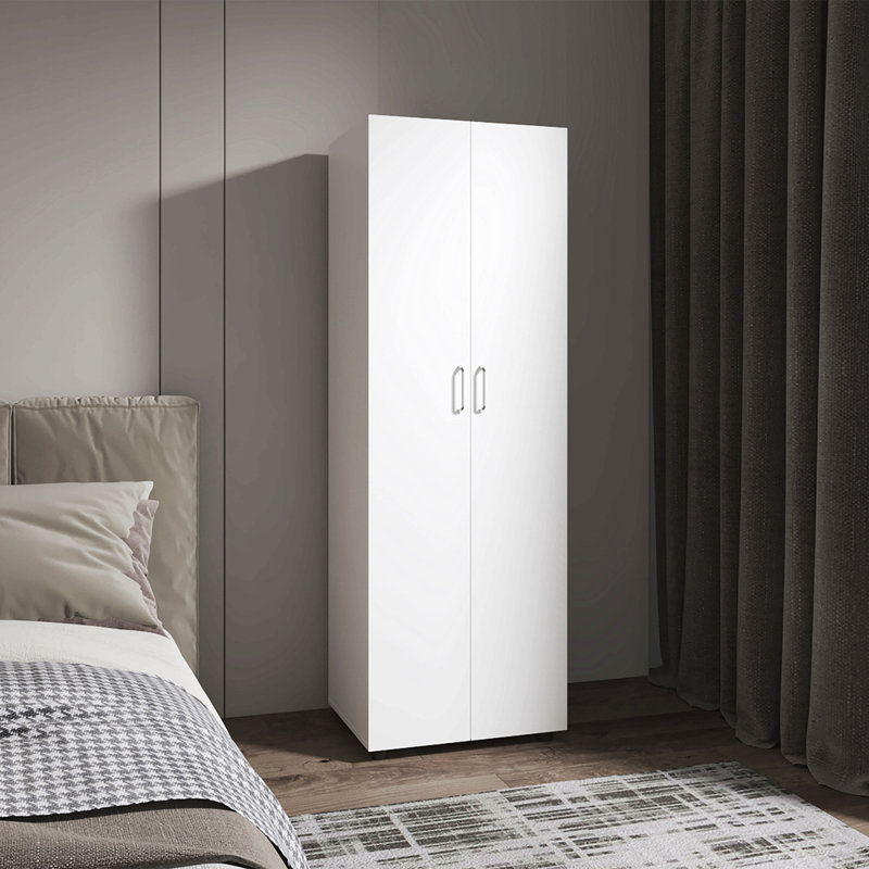 Armoire mince pour chambre à coucher, blanc