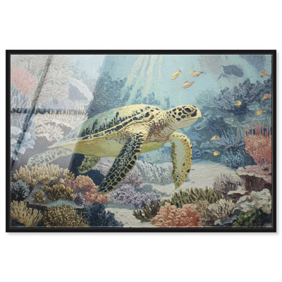 Décoration murale de cuisine solitaire Tortue II par Art Remedy, cadre noir, 30 x 20