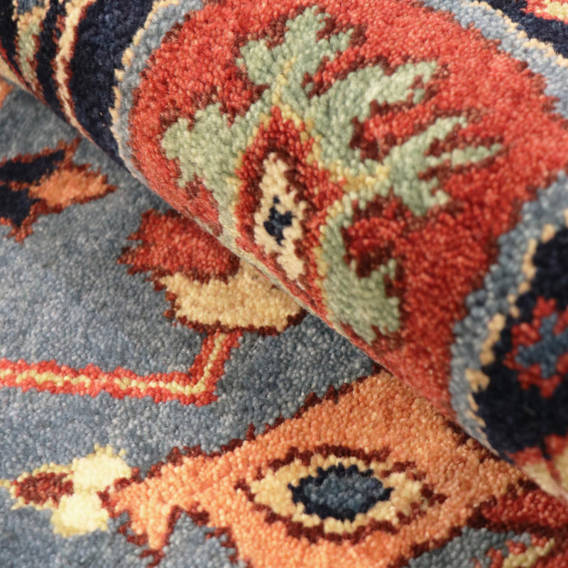 Serapi Collection Rust/Navy Wool Area Rug, Rectangle 11'10" x 15'
