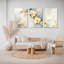 «Elegant Yellow Floral Abstract», reproduction d'art sur toile tendue sur toile (ensemble de 3)-118095944