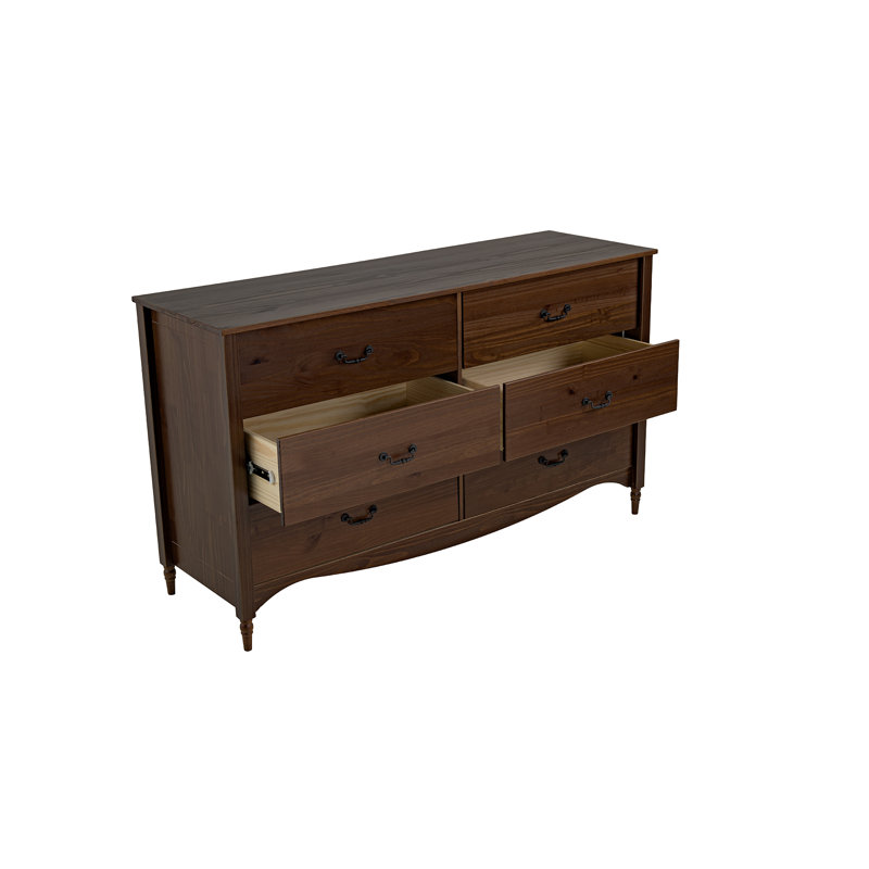 Ensemble de chambre à coucher en bois massif 3 pièces Brixton avec commode 6 tiroirs et 2 tables de chevet