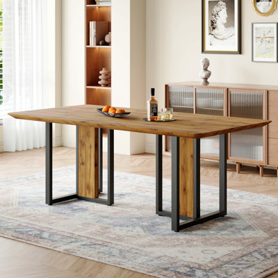 Modern minimalism and luxurious wood rectangular patterned dining table. The computer desk. Dining tables are used in the dining room, living room.78.