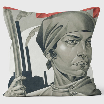 Emancipated Woman Build Socialism - Tate - the Russian Revolution Cushion