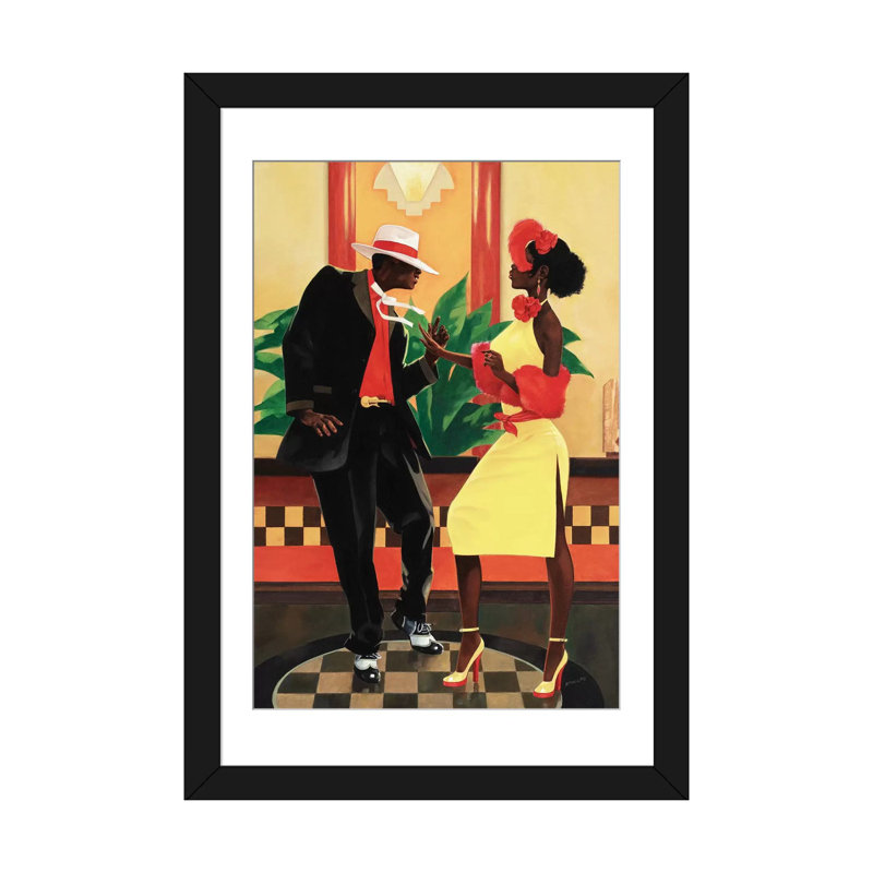 «Night Out II», impression sur toile, H 24 po x l 16 po x P 1 po, Papier d'art encadré noir, Blanc