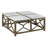 Karlotte Coffee Table, 40 Inch Square White Genuine Marble Top, Sandblasted Washed Ash Gray Mango Wood Geometric Frame