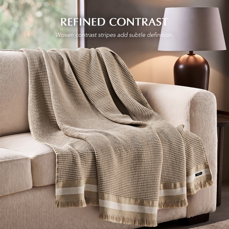 EverGrace 100% Organic Cotton Waffle Throw Blanket, 50*60inch, Sand Dune