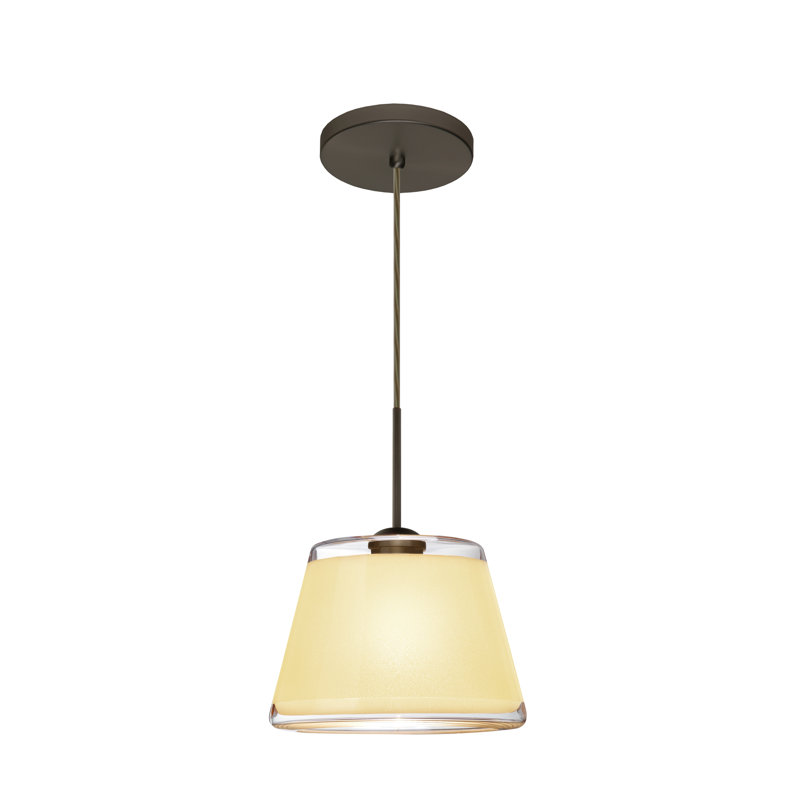 Luminaire suspendu conique à 1 lumière Delaune, Bronze brossé, Blanc