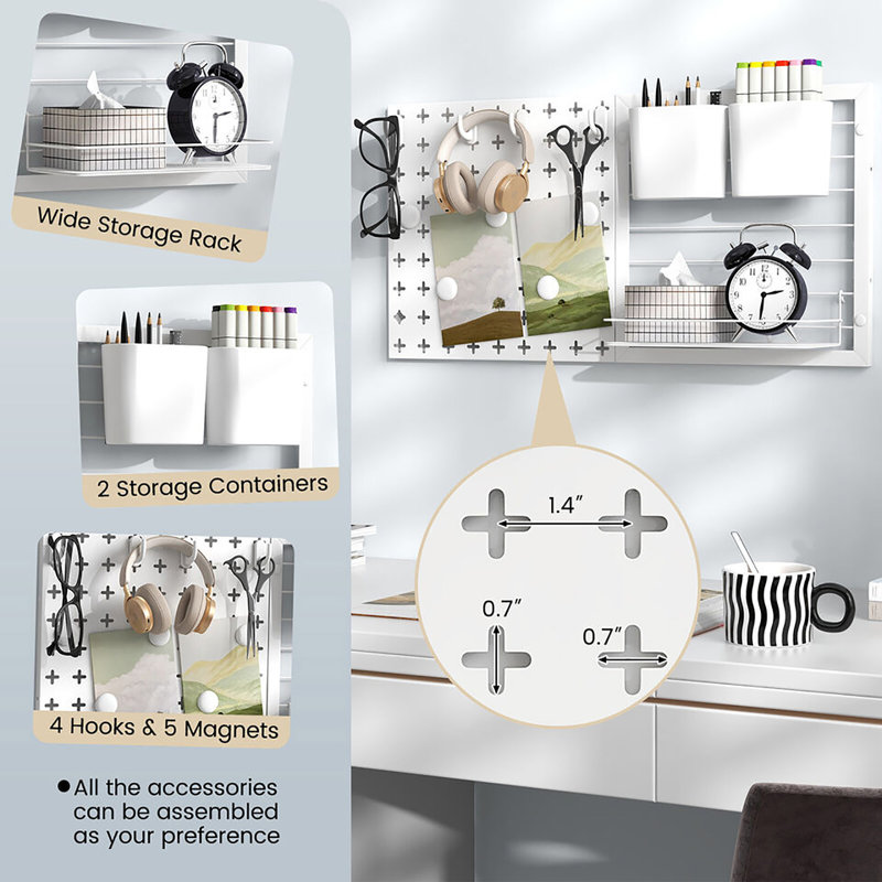 Damyia Wall Organizer with Wall Baskets