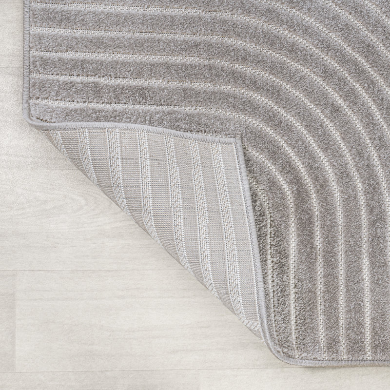 Tapis intérieur / extérieur gris / ivoire Hallie, Rectangle 7 pi 10 po x 10 pi