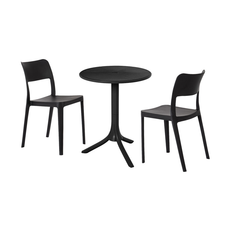Fremantle 2 - Person Patio Dining Set with Round Table, Black