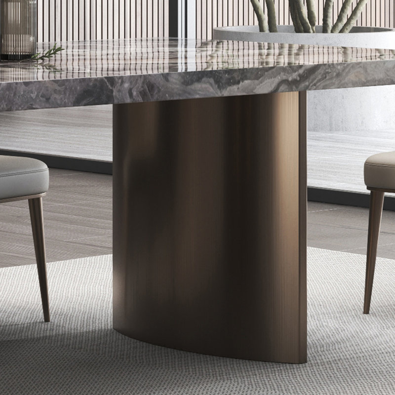 Modern Rectangular Glossy Marble Dining Table Set, 5 Pieces: Table, 4 Chairs, 29.5"H x 63"L x 31.5"W