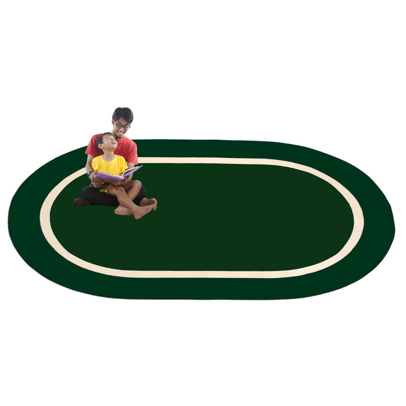 Tapis pour enfants KidCarpet Montessori 7 pi 6 po x 12 pi ovale, vert / crème | Tapis pour enfants | Tapis pour enfants