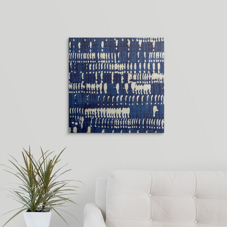 Indigo Batik " Indigo Batik IV ", 20" H x 20" W x 1.5" D, Canvas