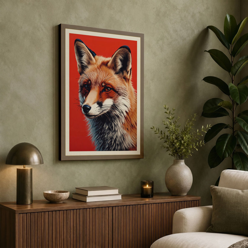 Fox Portrait Modern - Wrapped Canvas, 30x20 - 76.2 x 50.8 cm, Cream Border