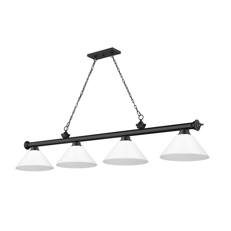 Annaleisa 4 - Light Pool Table Lights Pendant, White, Matte Black