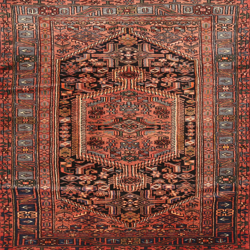 Tapis à motif oriental rouge / brun, Rond 3 pi