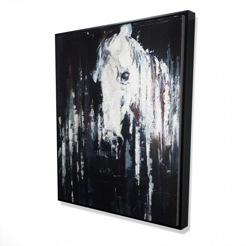 "Cheval abstrait sur fond noir" sur toile