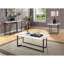 Table basse de salon, plateau en bois massif avec finition blanche, structure en acier bronze, rectangulaire, 47,25 po