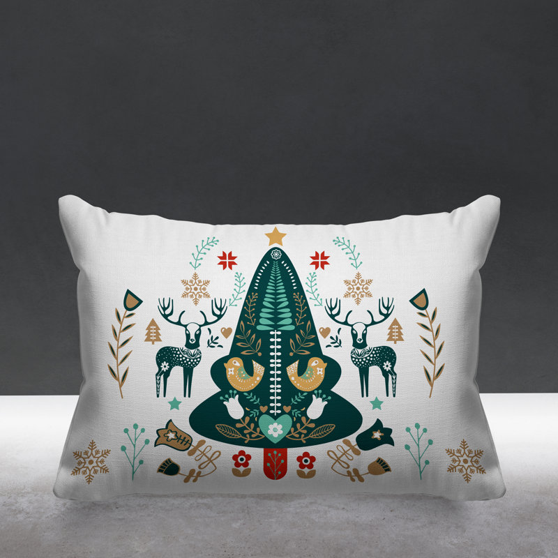 Coussin intérieur / extérieur Scandinavian Christmas Tree, Vert