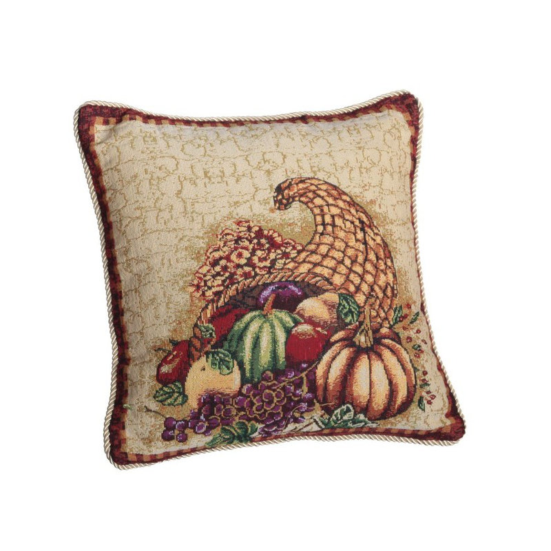 Coussin Cornucopia d'automne avec citrouilles et fruits