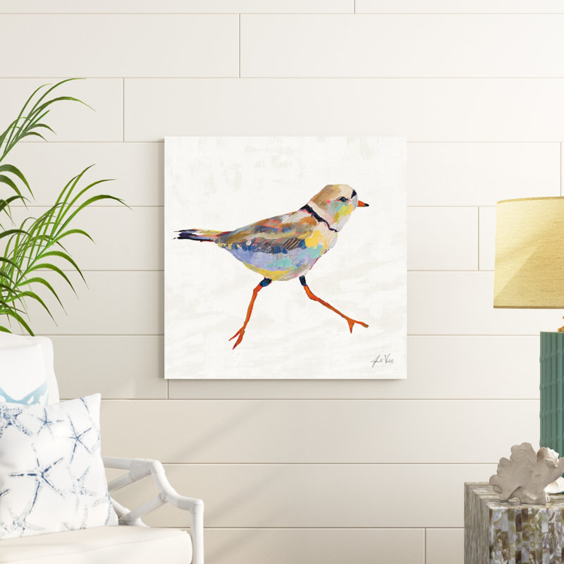 «Coastal Plover I Linen» par Jeanette Vertentes, reproduction d'art résistante aux UV, H 30 po x l 30 po, Noyer