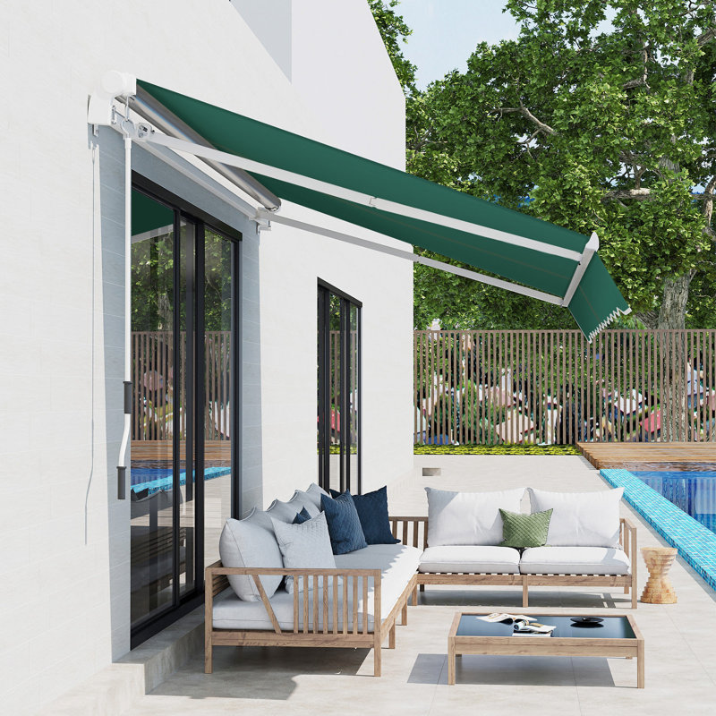 Dongguan Xiyite Trading Co., Ltd. 295cm W x 200cm D Polyester Cover Retractable Door / Window Awning, Green