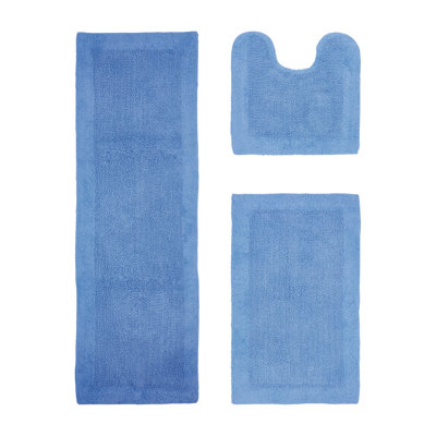 Merkel 100% Cotton Tufted Premium 3 Piece Bathroom Rug Set Machine Washable Extra Soft & Absorbent Reversible Bath Rug