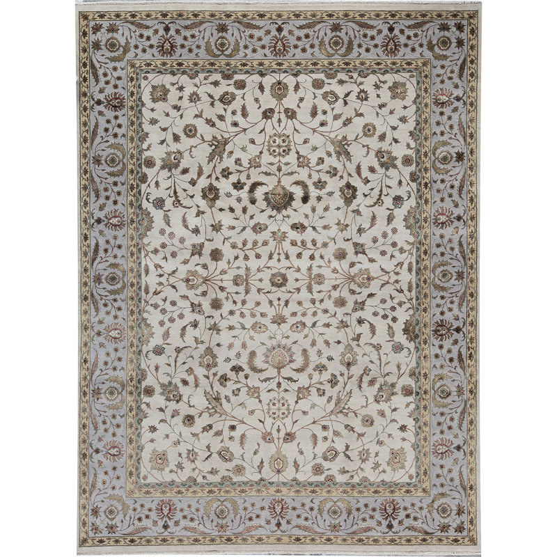 Tapis ivoire et brun noué à la main de haute qualité