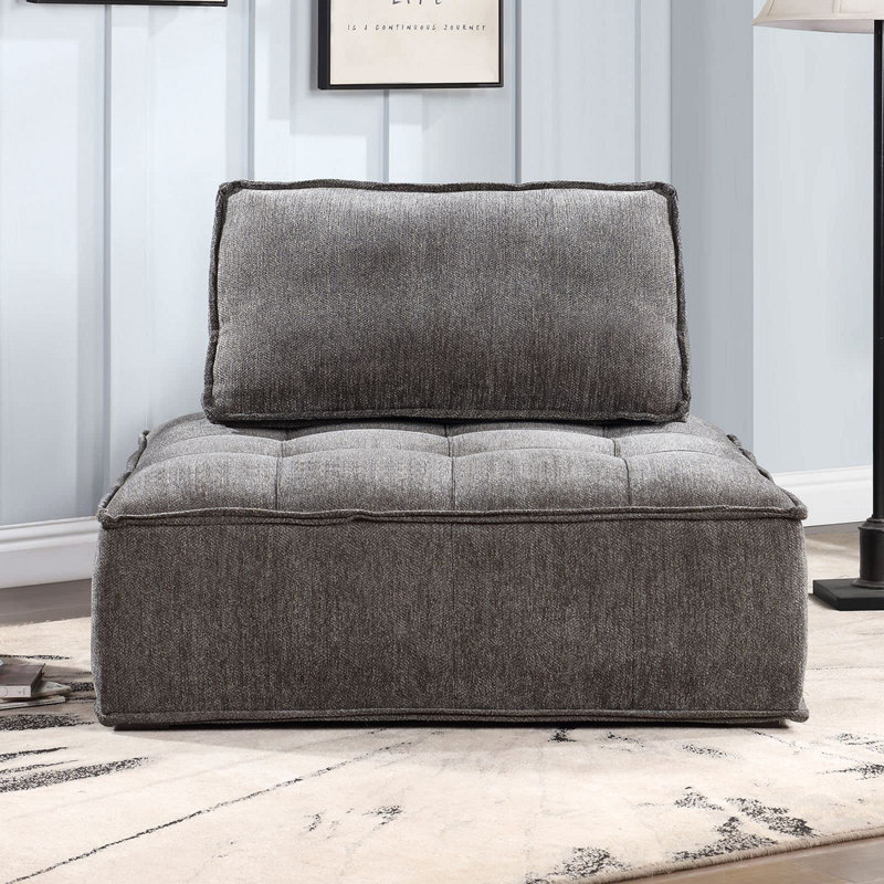 Modern Modular Sectional Single Sofa Couch Single Square Sofa Modern Armless Floor Sofa Couch Accent Armless Chair With Removable Back Cushion