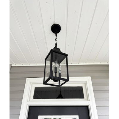 Grand luminaire suspendu d'extérieur 15,5 po en aluminium coulé pour patio d'entrée
