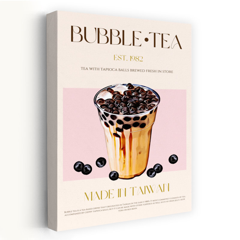Taiwan Bubble Tea Contemporary Wall Art, H 18 po x l 12 po