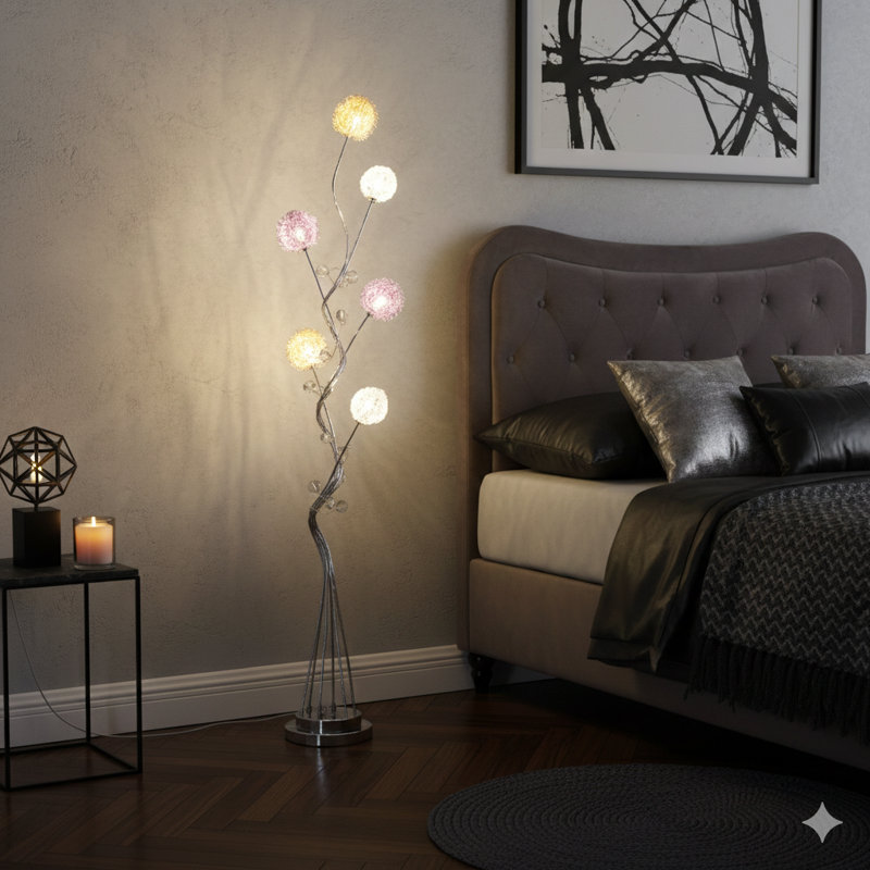 58.5" In 6 Aluminum Led Zeus Metal Floor Lamp