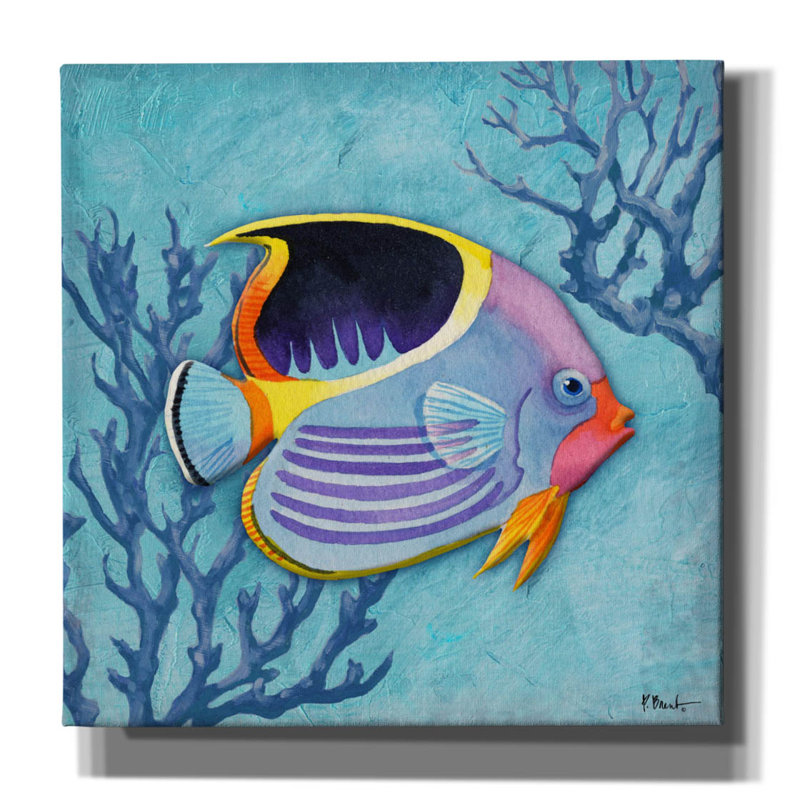 «Azure Tropical Fish I» par Paul Brent, H 12 po x l 12 po x P 0,75 po