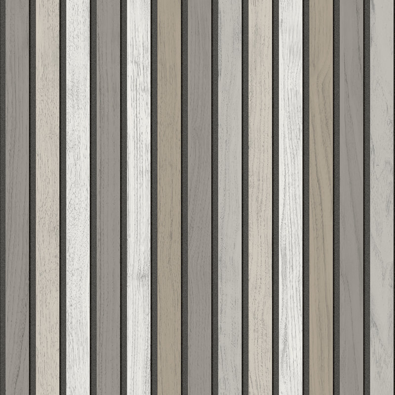 Papier peint rétro gris Slatwork, Gris