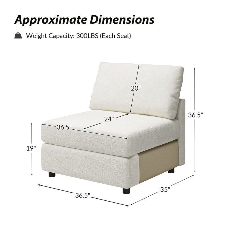 Chaise sans accoudoirs Harriman, Ivoire ivoire