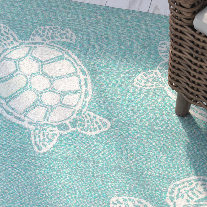Tapis intérieur / extérieur bleu Walczak, Rectangle 3 pi 6 po x 5 pi 6 po