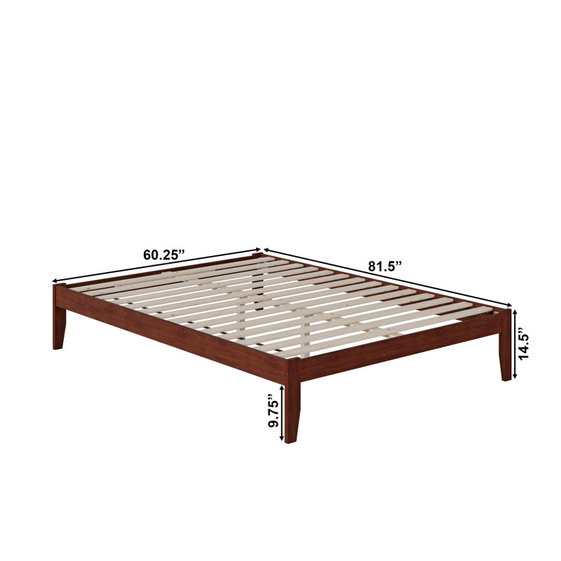 Javaunte Solid Wood Platform Standard Bed, Walnut, Queen