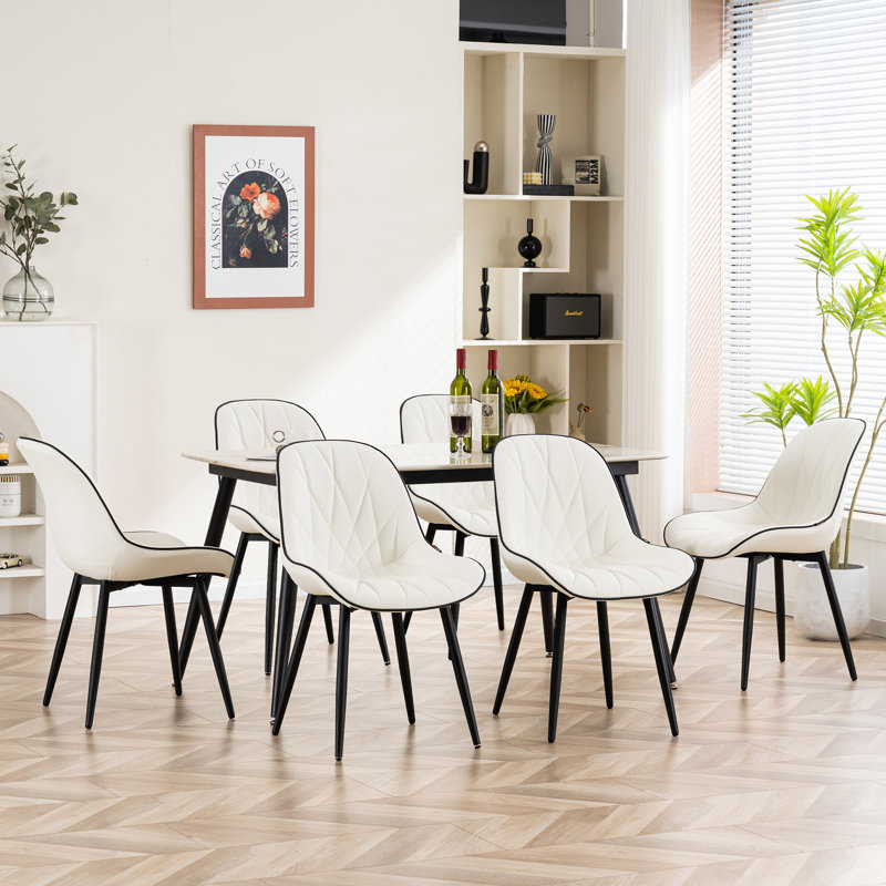Chaise d'appoint rembourrée en similicuir Chardee, Blanc