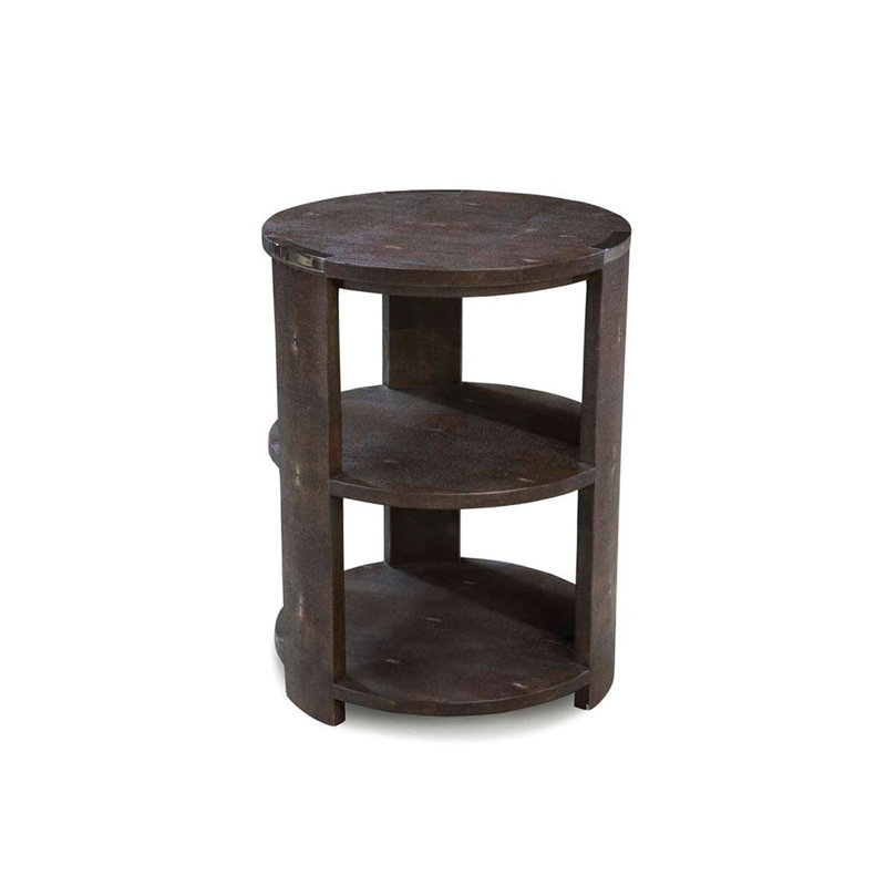 Tribeca Side Table - Three Tier 14', 26" H x 20" W x 20" D, Chocolate Shagreen