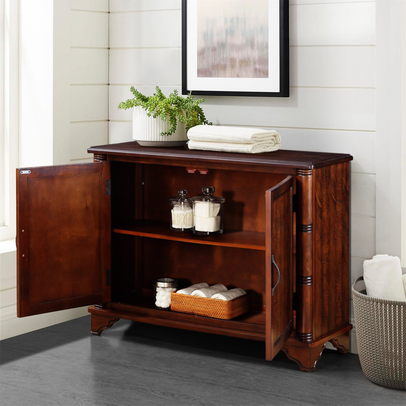 40"  Console Table With Storage Shelf, Light Espresso, Light Espresso/Navy Blue