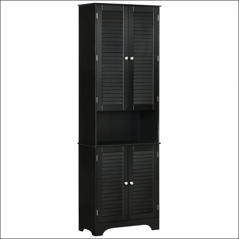 Grande armoire de rangement étroite pour salle de bain avec portes et tablette réglable
