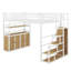 Lit mezzanine double en métal avec escalier de rangement et garde-robe-1578984560