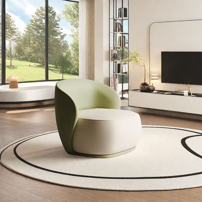 Canapé rond rond de luxe à lumière incurvée, Vert / blanc cassé