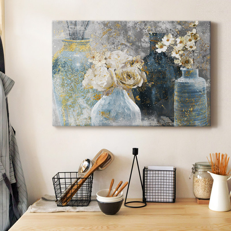 Vessels and Blooms Blues sur toile, H 8 po x l 12 po