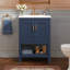 Meuble-lavabo moderne avec design élégant en sergé et charnières à fermeture en douceur, armoire de salle de bain avec structure ouverte au dos, tablette réglable-128972937