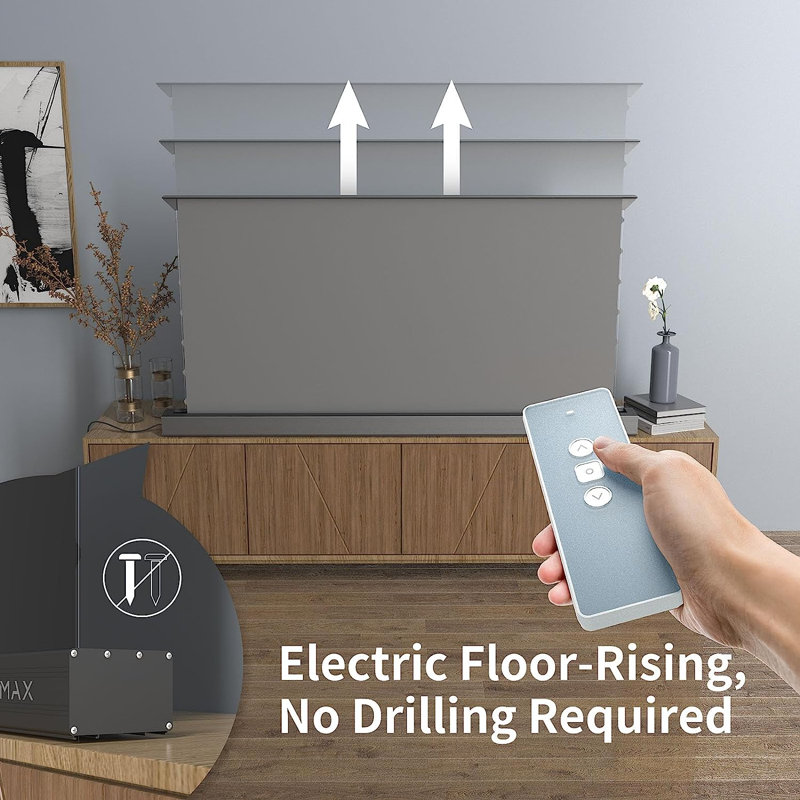 120“ Electric Floor Rising Projector Screen, ALR Ultra Short Throw Screen w/ Smart Voice Control