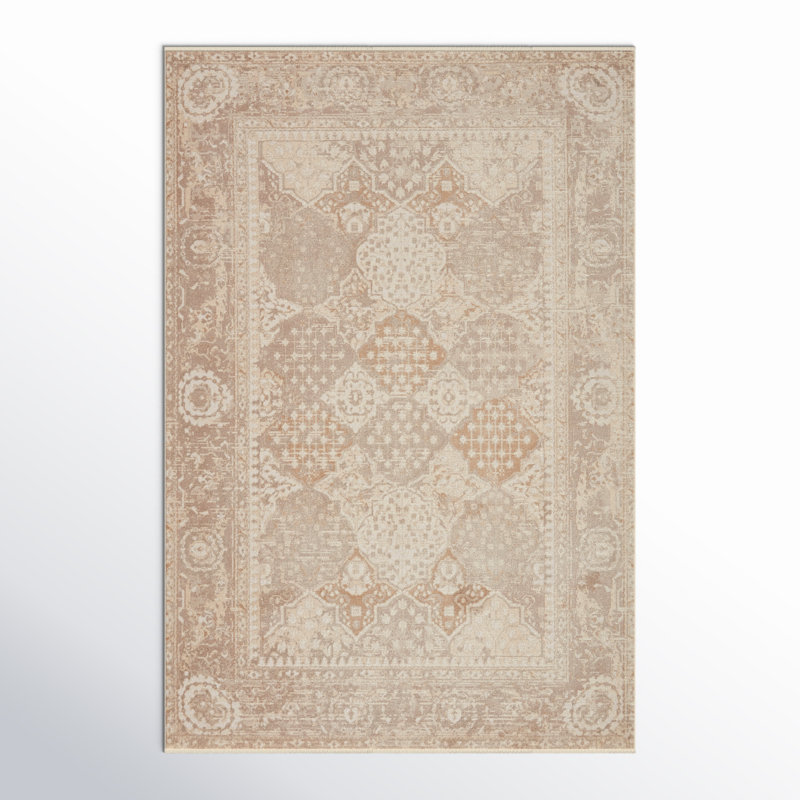 Tapis tissé à la machine Grazio en crème / taupe, Rectangle 5 pi x 7 pi 6 po