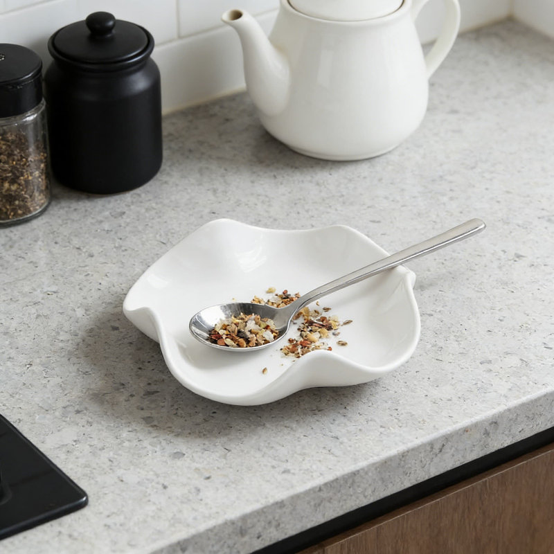 Porte-cuillère en céramique pour cuisinière et comptoir, porte-ustensiles de cuisine résistant à la chaleur avec conception de drainage, plat de service polyvalent et organisateur pour cuillères, louches et ustensiles de cuisine