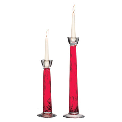 Grand Bougeoir Porte-bougie Cylindre Rouge - Céramique - Moderne - Occasion
